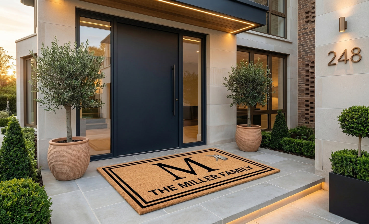 Single Letter Monogram Door Mat