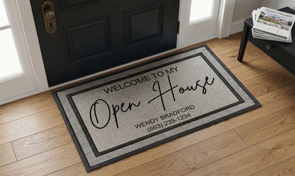 Custom Open House Doormat — Personalized Realtor Welcome Mat with Name and Phone Number